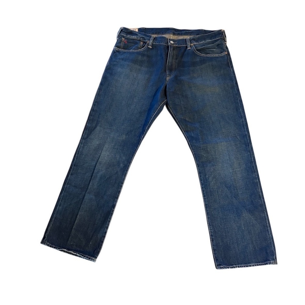 Polo Ralph Lauren Jeans Mens 38x30 Blue Good Straight Leg Distressed Denim